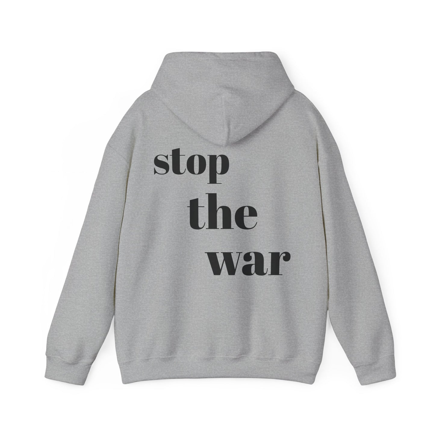 Stylish Peace Hoodie | Unisex Heavy Blend Sweatshirt, Stop the War Design, Flag Print, Protest Apparel, Relaxed Layering, Gift Idea